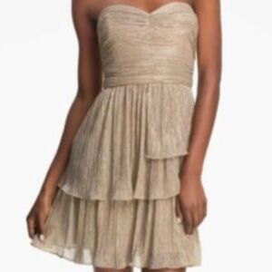 NWT Max & Cleo Strapless Gold Dress